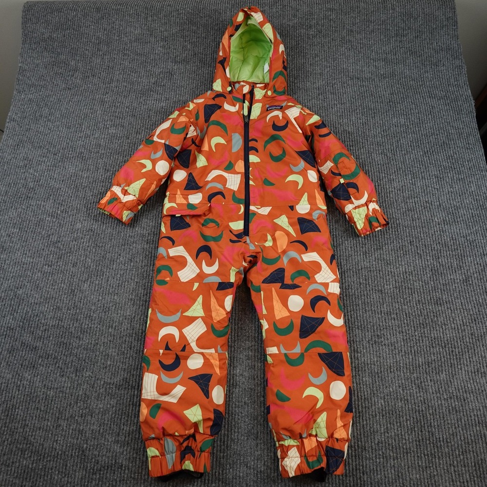 Patagonia Snow Pile Snowsuit Kids 4T Orange Hooded Insulated Ski One Piece